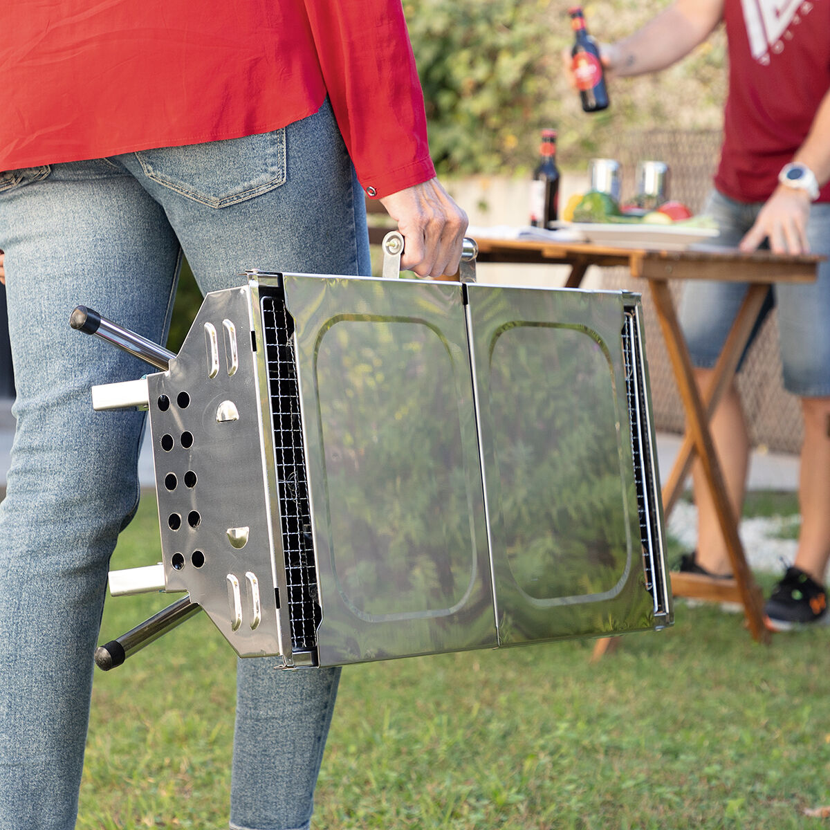 Hopfällbar Kolgrill i Rostfritt Stål ExelQ InnovaGoods finns hos Aktivcamping