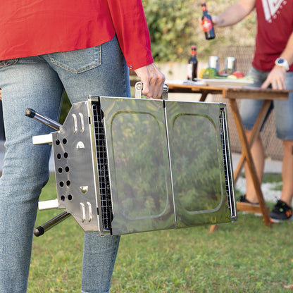 Hopfällbar Kolgrill i Rostfritt Stål ExelQ InnovaGoods finns hos Aktivcamping
