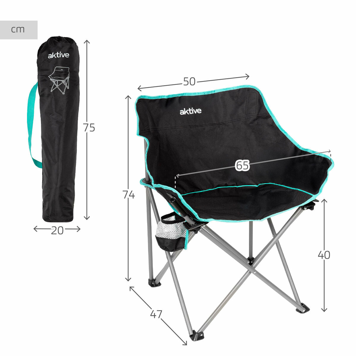 Hopfällbar Stol Aktive 50 X 74 X 47 CM (2 antal) finns hos Aktivcamping