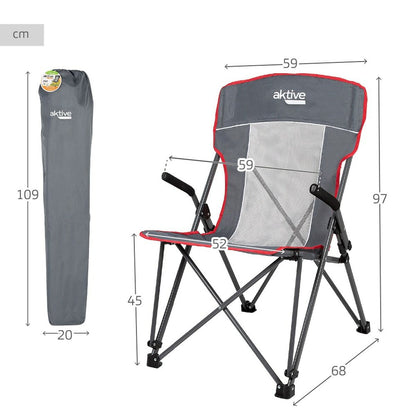 Hopfällbar campingstol Aktive Grå 59 x 97 x 68 cm (2 antal) - finns hos Aktivcamping
