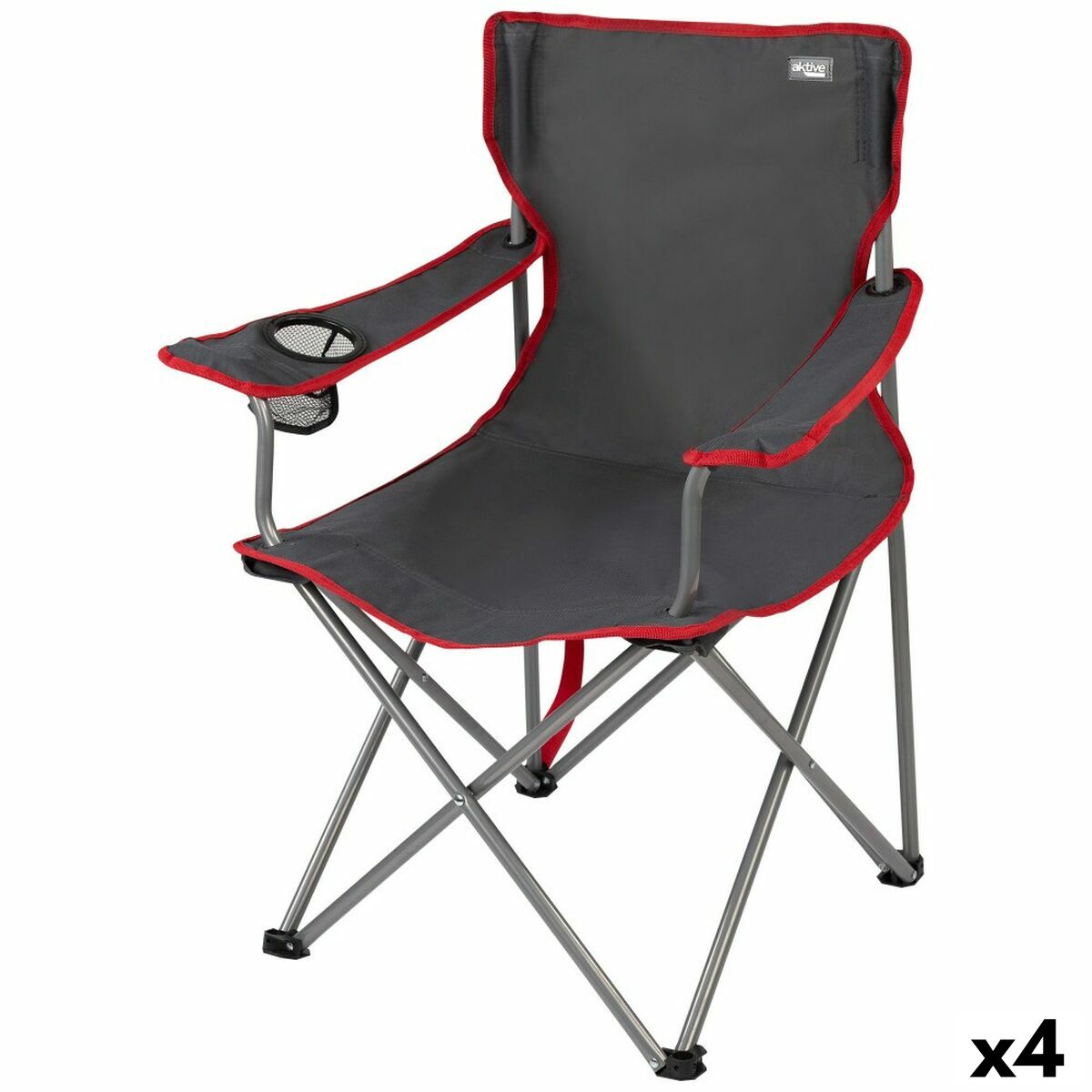 Hopfällbar campingstol Aktive Mörkgrå 45 x 82 x 47 cm (4 antal) finns hos Aktivcamping