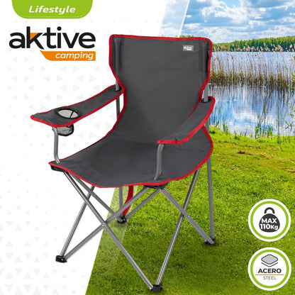 Hopfällbar campingstol Aktive Mörkgrå 45 x 82 x 47 cm (4 antal) finns hos Aktivcamping