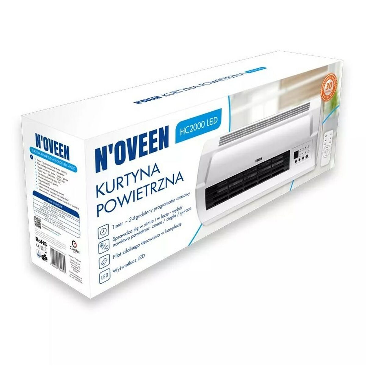 Keramisk delad värmefläkt för vägg N'oveen HC2000 Vit 2000 W finns hos Aktivcamping