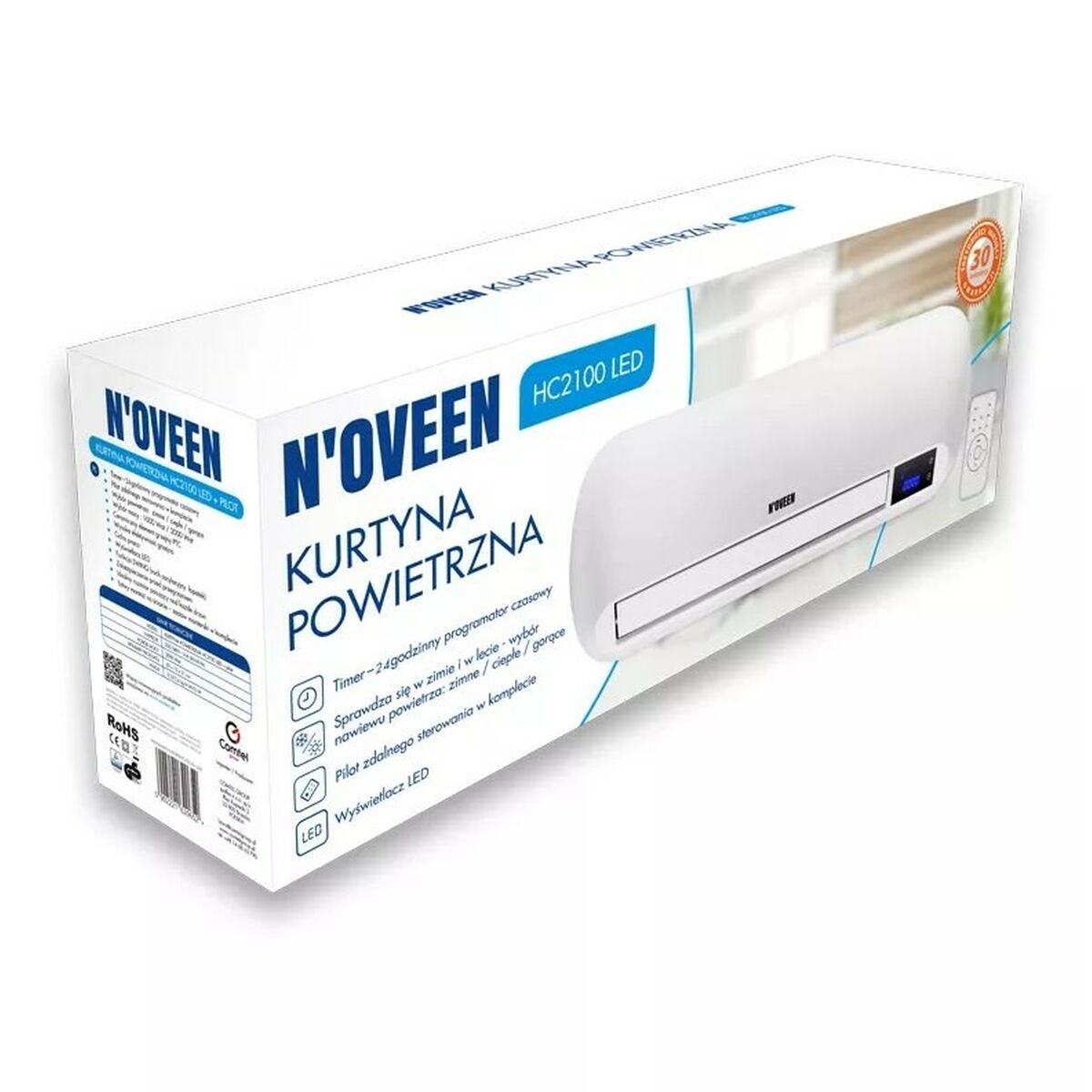 Keramisk delad värmefläkt för vägg N'oveen HC2100 Vit 2000 W finns hos Aktivcamping