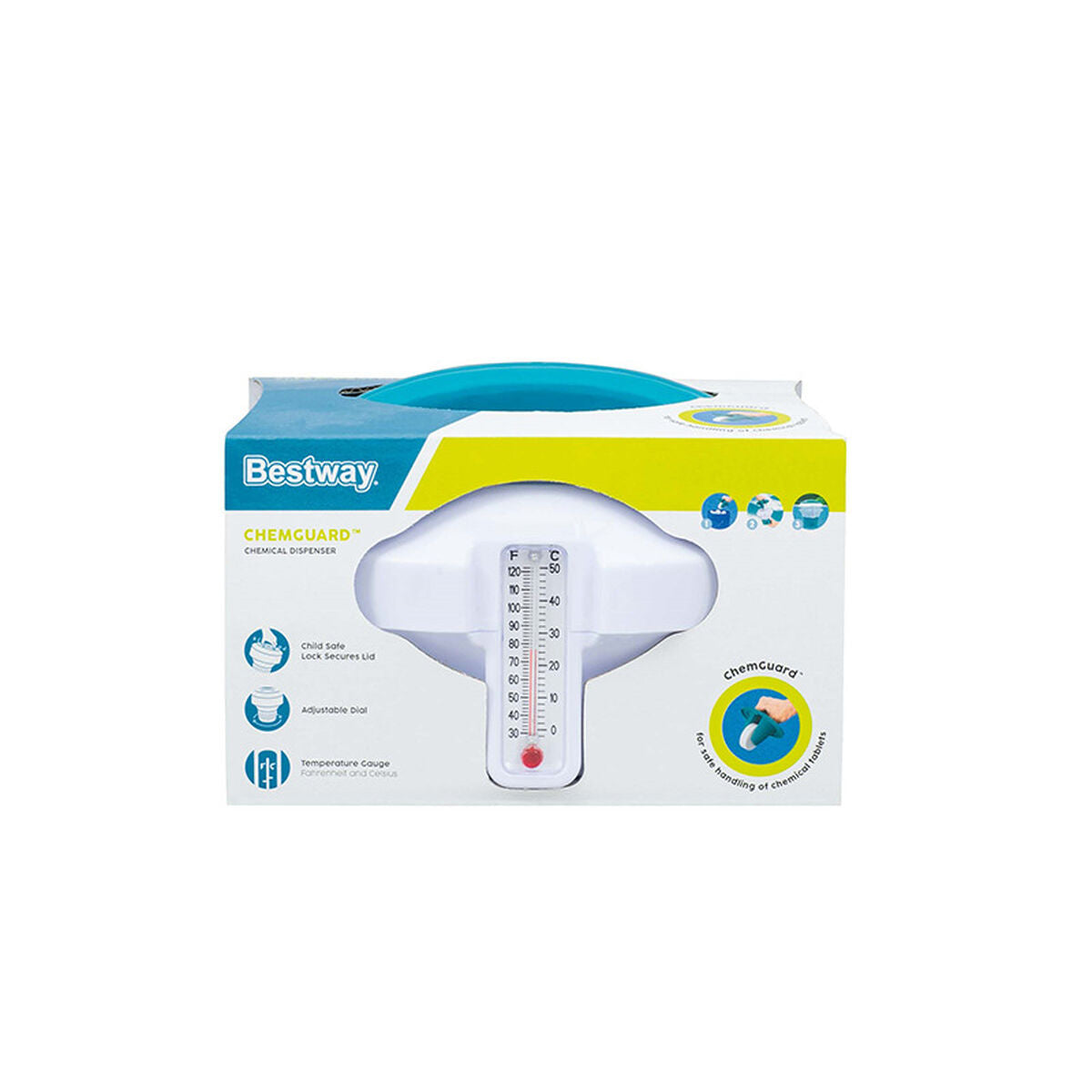 Klordispenser Bestway 11 x 11 x 16 cm Termometer Stor - finns hos Aktivcamping