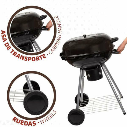Kolgrill med hjul Aktive 57 x 86 cm Svart finns hos Aktivcamping