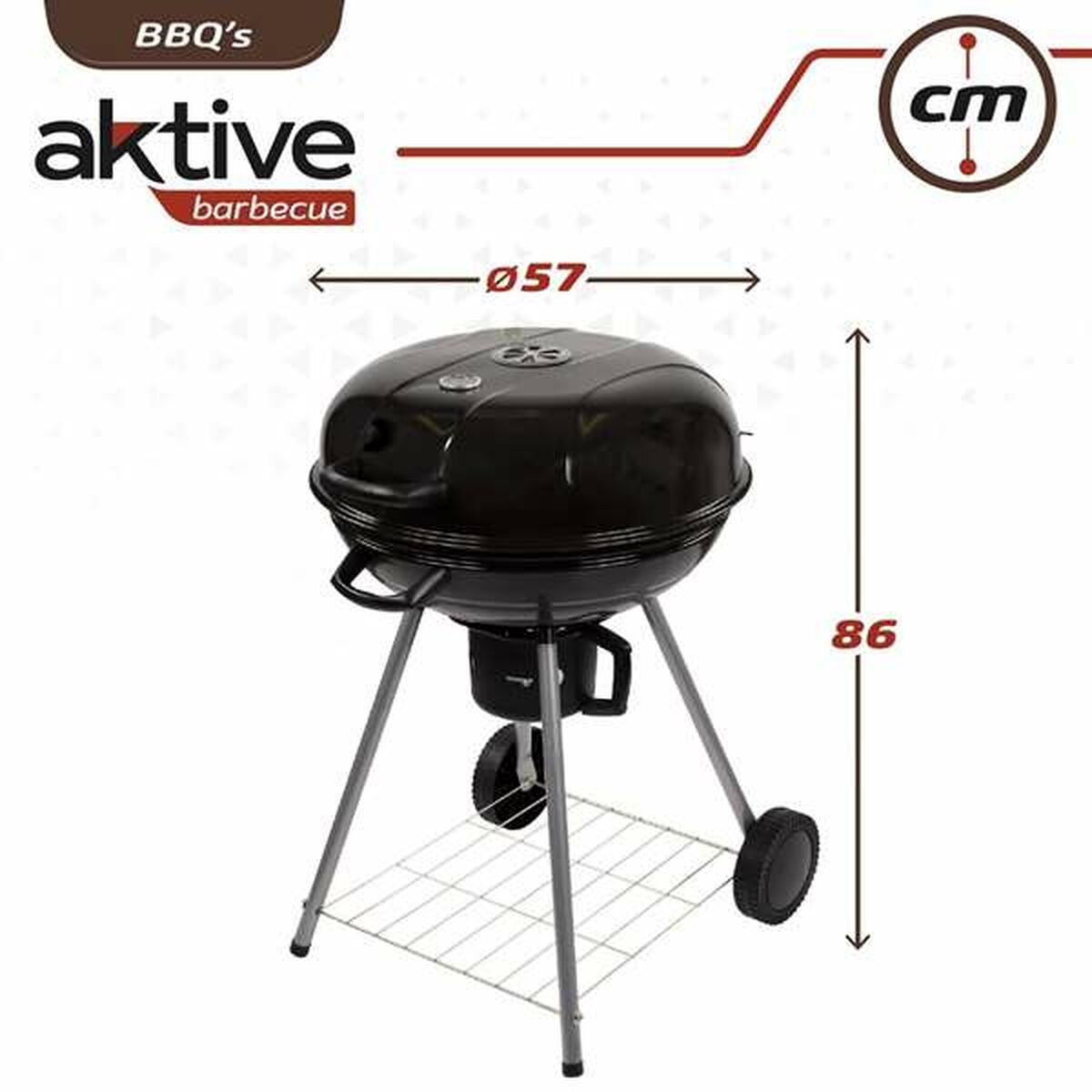 Kolgrill med hjul Aktive 57 x 86 cm Svart finns hos Aktivcamping