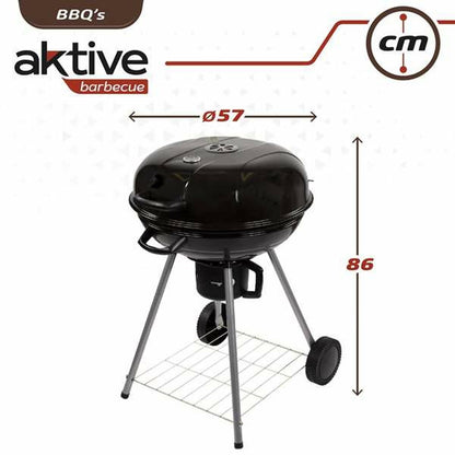 Kolgrill med hjul Aktive 57 x 86 cm Svart finns hos Aktivcamping