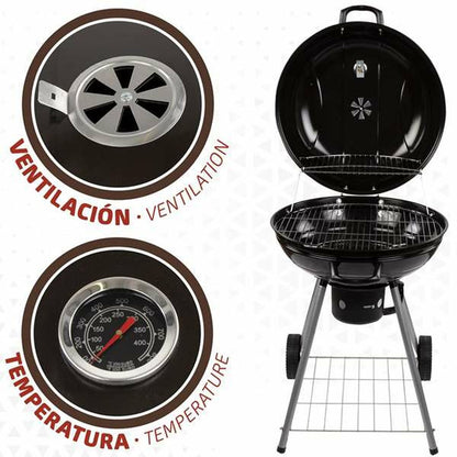 Kolgrill med hjul Aktive 57 x 86 cm Svart finns hos Aktivcamping