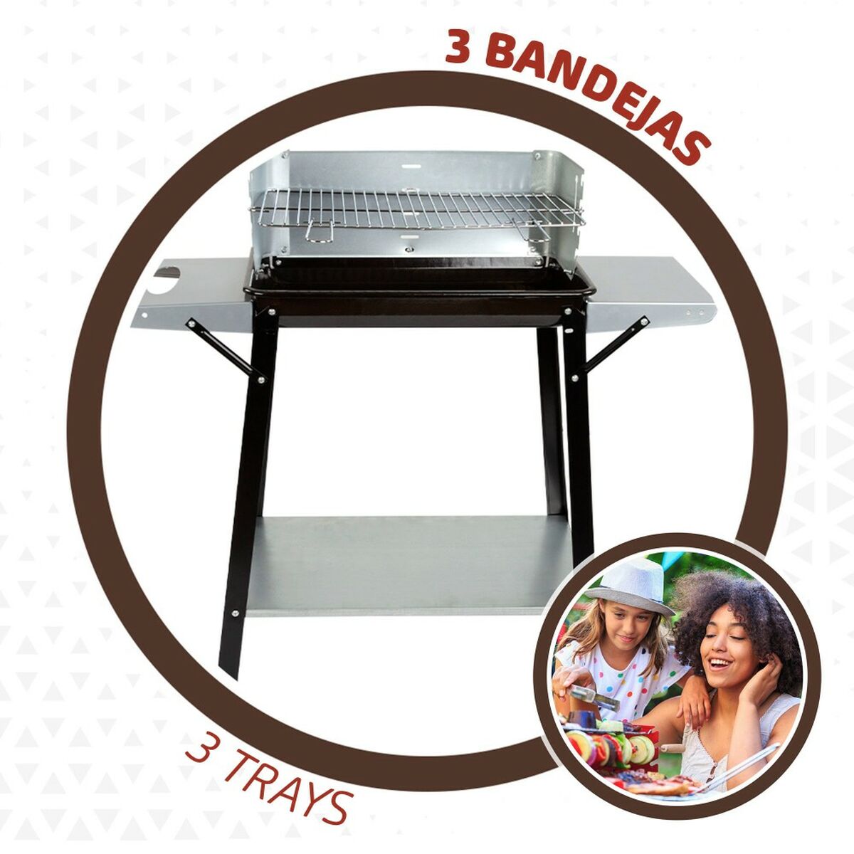 Kolgrill med hjul Aktive Emaljerad metall 90 x 85 x 32 cm finns hos Aktivcamping