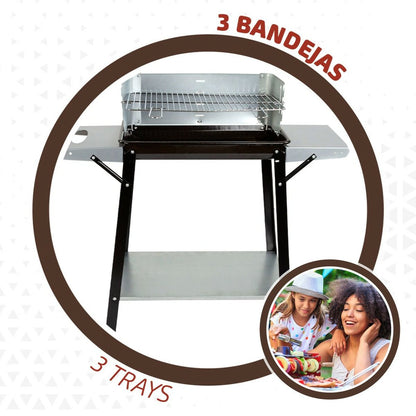Kolgrill med hjul Aktive Emaljerad metall 90 x 85 x 32 cm finns hos Aktivcamping
