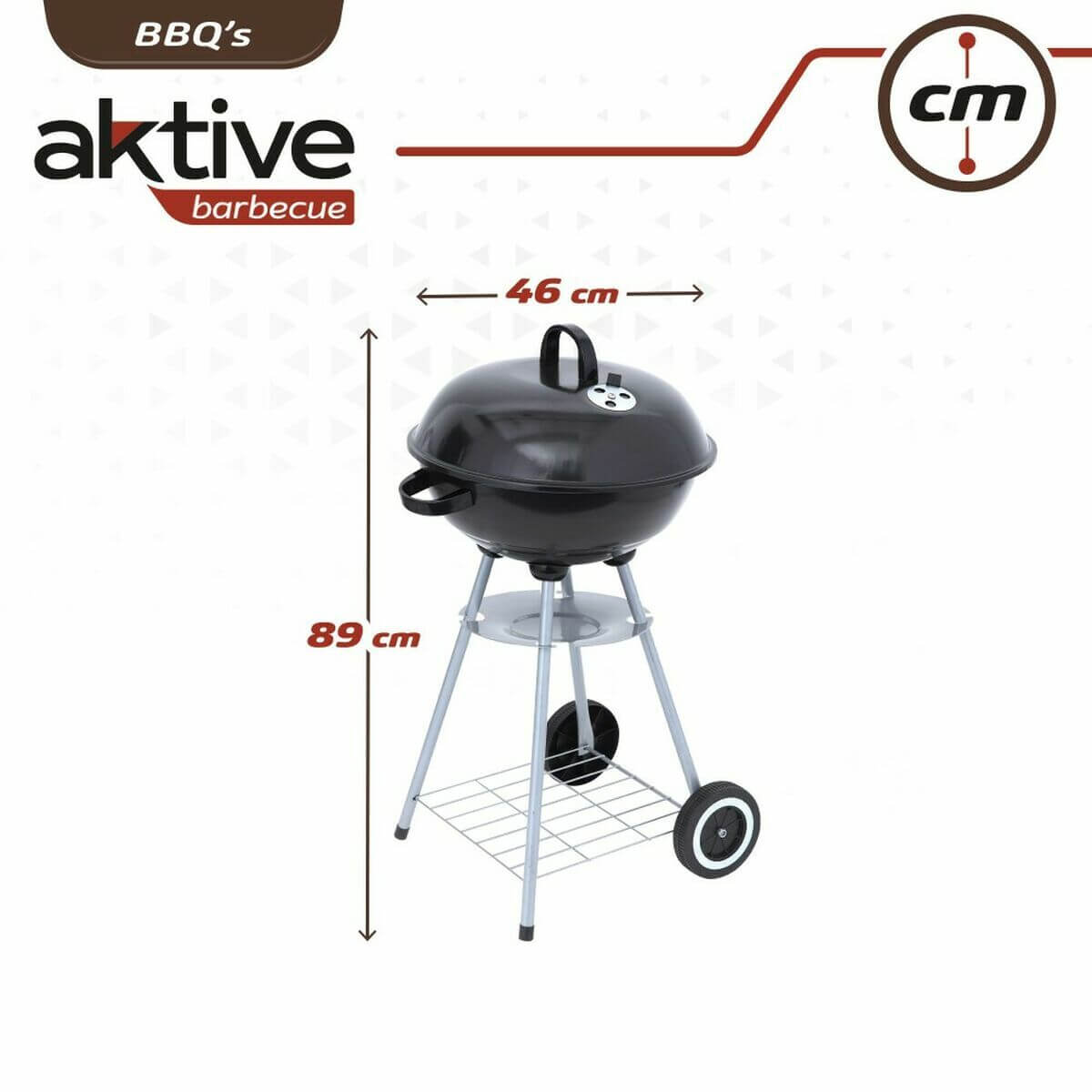 Kolgrill med hjul Aktive Rund Svart Med lock finns hos Aktivcamping