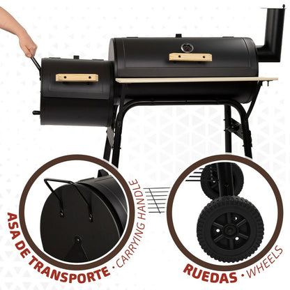 Kolgrill med hjul Aktive Stål Plast Emaljerad metall 106 x 106 x 61 cm Svart - finns hos Aktivcamping