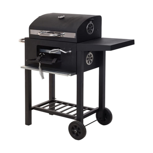 Kolgrill med lock och hjul 48,5 x 36 x 96 cm Svart finns hos Aktivcamping