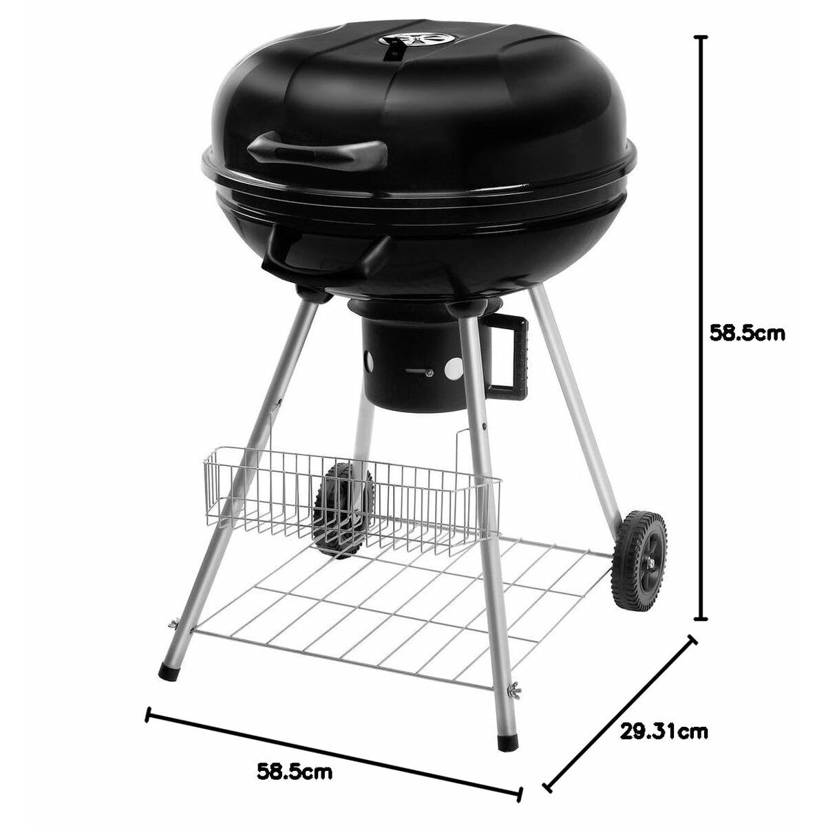 Kolgrill med lock och hjul Fieldmann FZG 1004 Svart Rund finns hos Aktivcamping