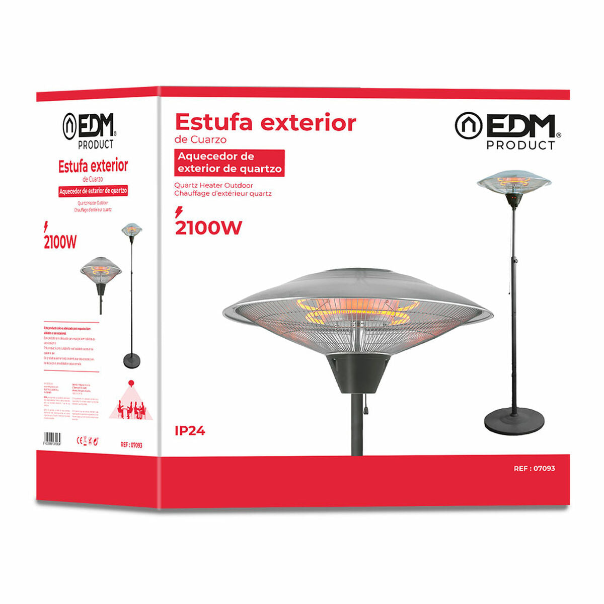 Kvartsvärmare EDM 07093 07093 2100 W Ø 56,5 x 190 cm Vit Svart finns hos Aktivcamping
