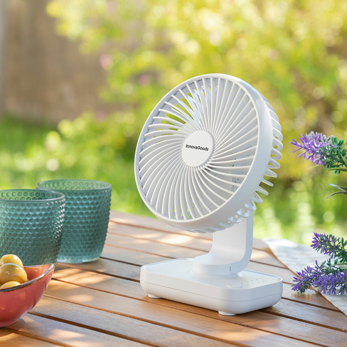 Laddningsbar Skrivbordsfläkt Fanrec InnovaGoods Ø5,4'' 3600 mAh / 13,3 W - finns hos Aktivcamping