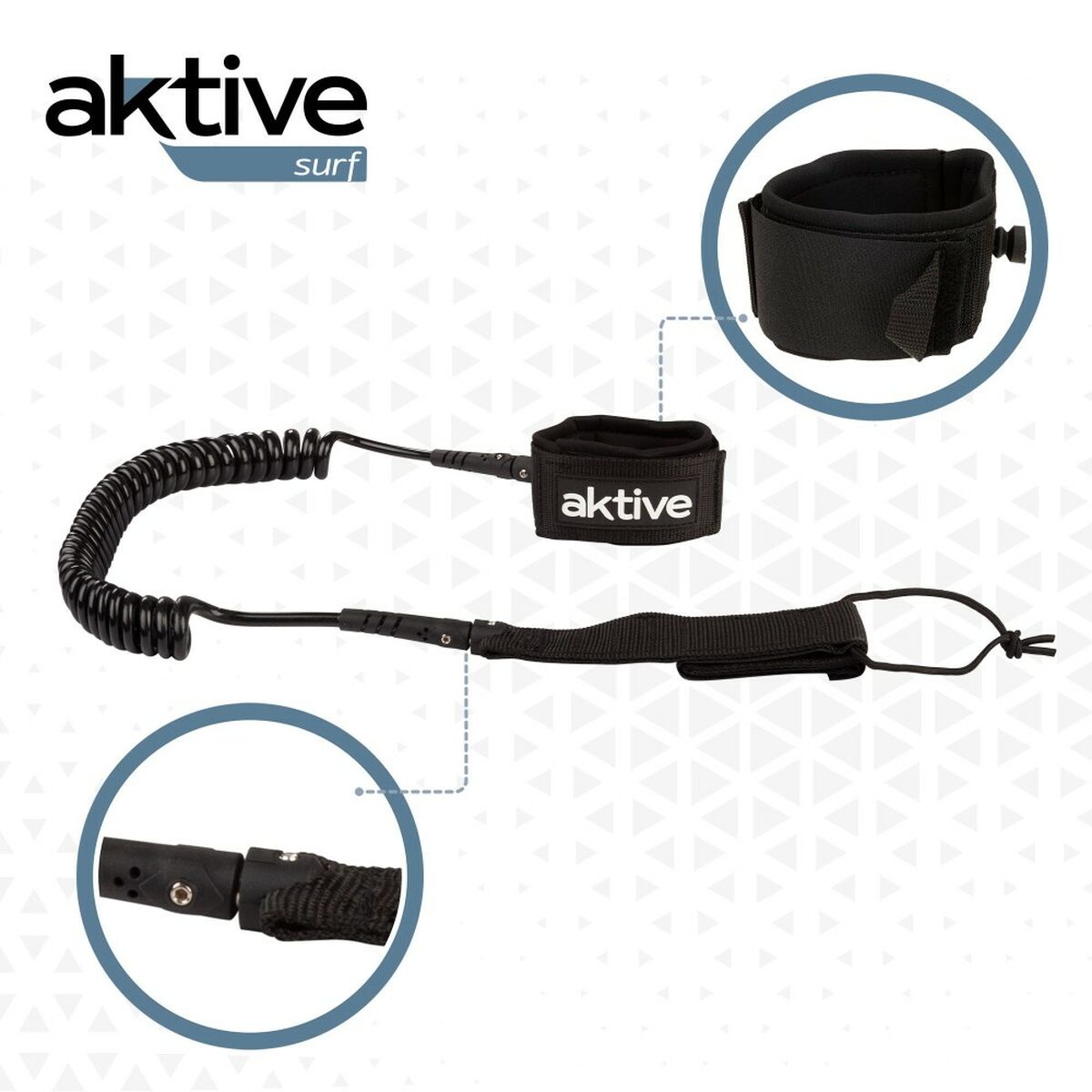 Leash Aktive Svart 20 cm Spiral SUP Paddelbräda finns hos Aktivcamping