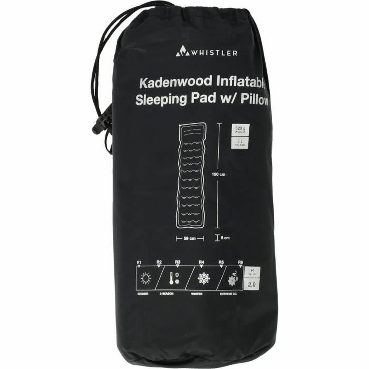 Liggunderlag Luftmadrass Whistler 190 x 59 x 6 cm Svart finns hos Aktivcamping