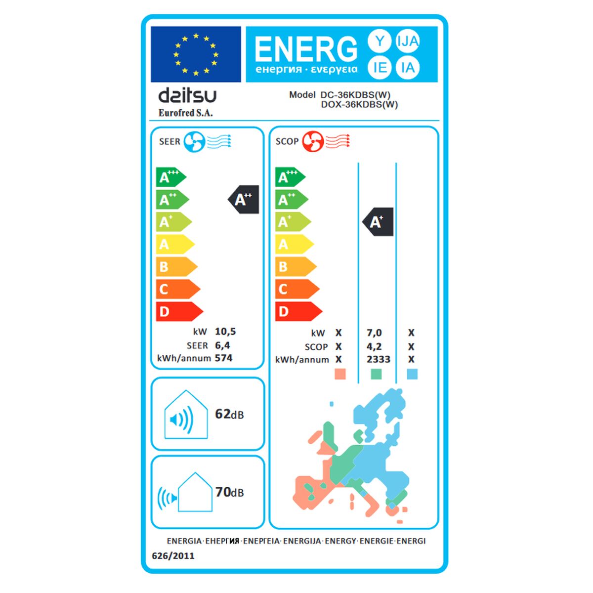 Luftkonditionering för kanalanslutning DAITSU ELECTRIC ACD36KDBS A+ A++ 3000 W 2800 W finns hos Aktivcamping