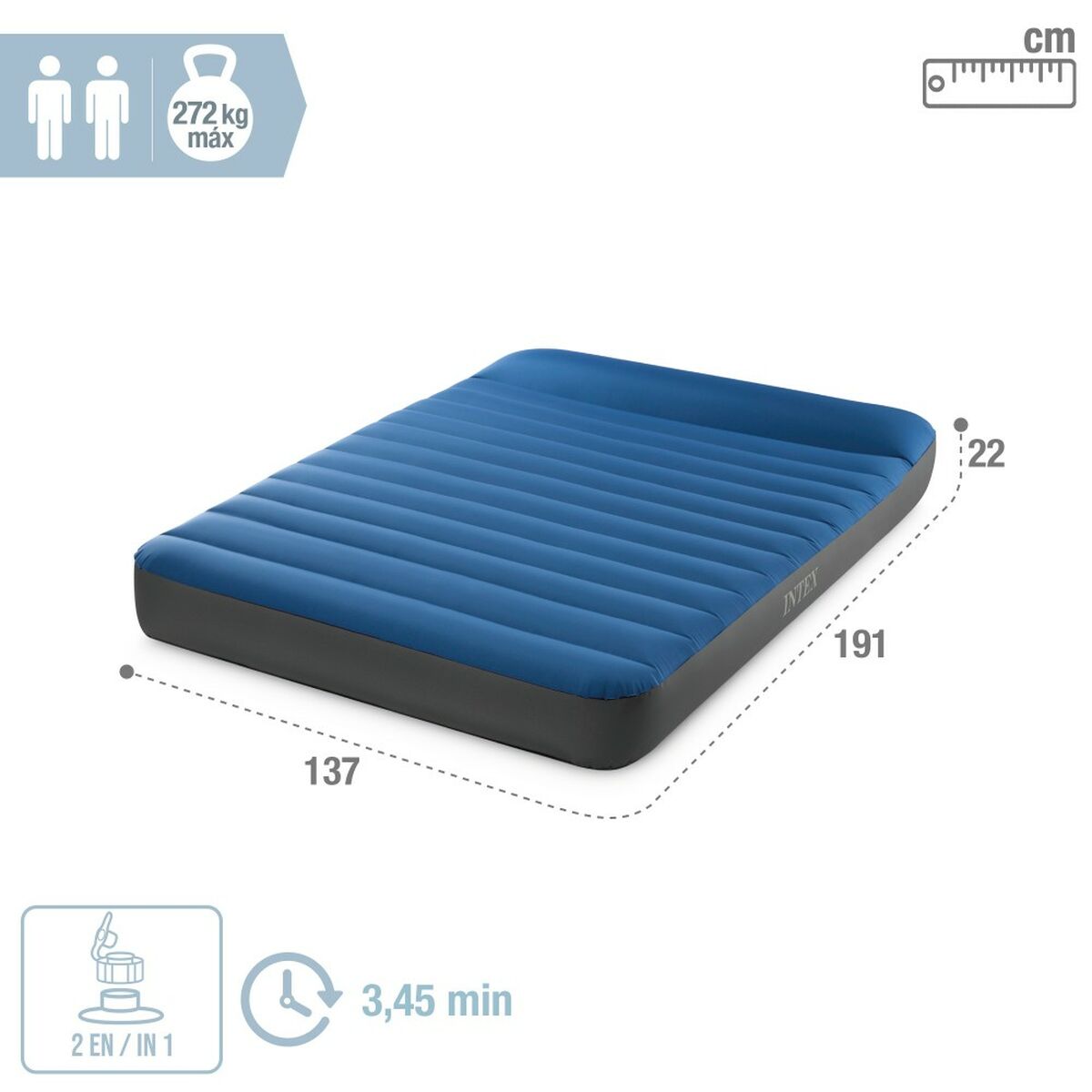 Luftmadrass Intex 137 x 22 x 191 cm finns hos Aktivcamping