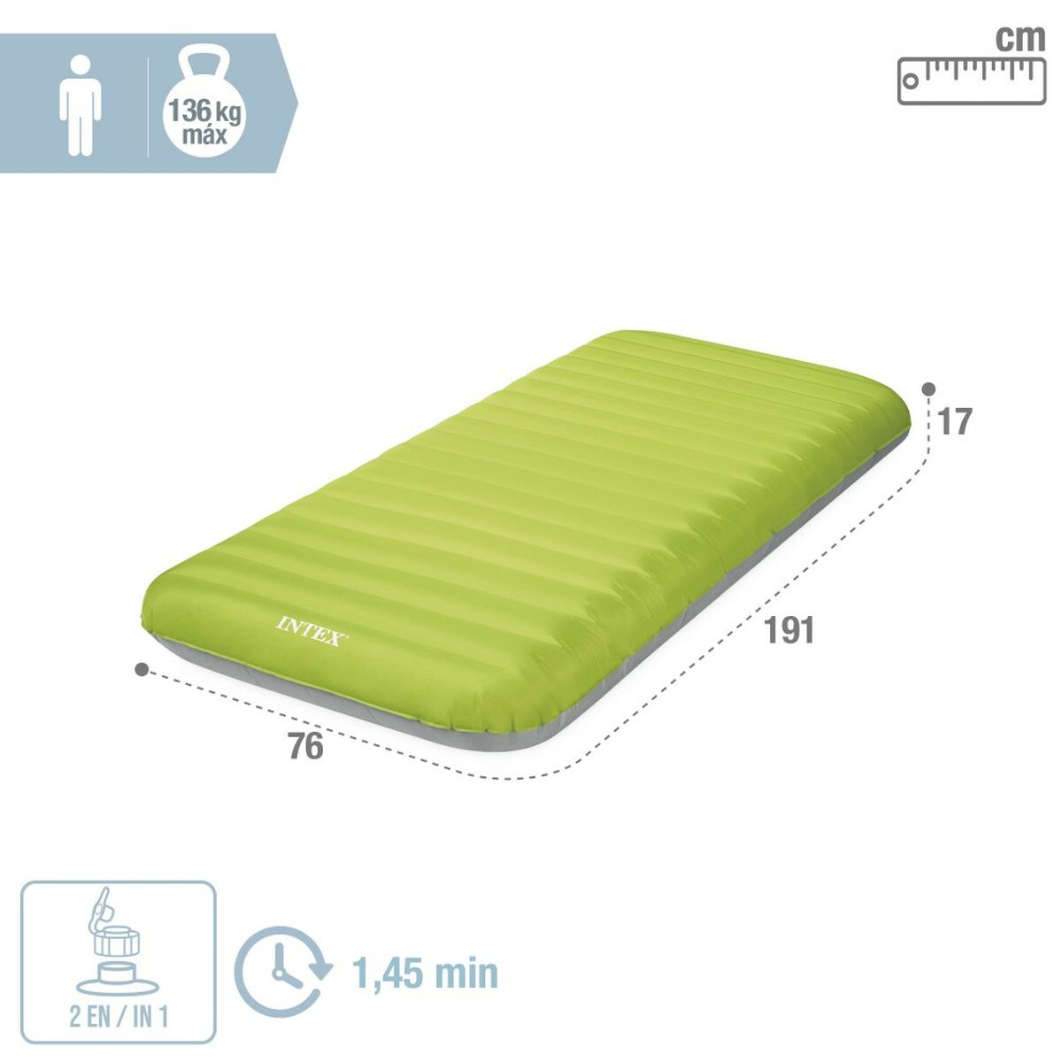 Luftmadrass Intex 76 x 11 x 191 cm finns hos Aktivcamping