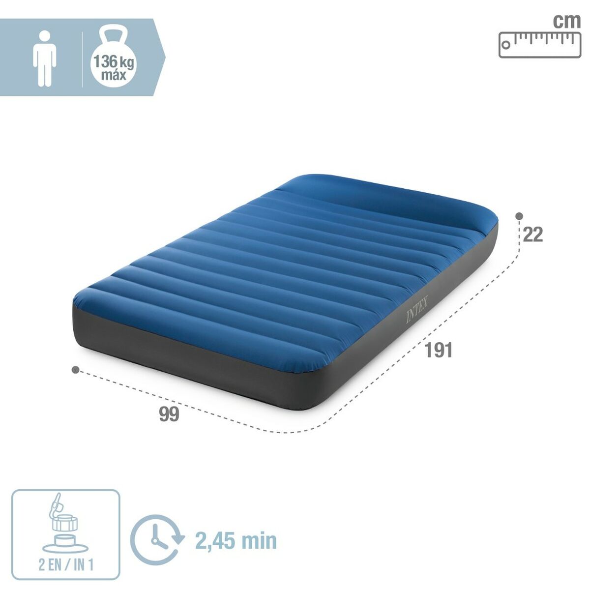 Luftmadrass Intex 99 x 22 x 191 cm finns hos Aktivcamping