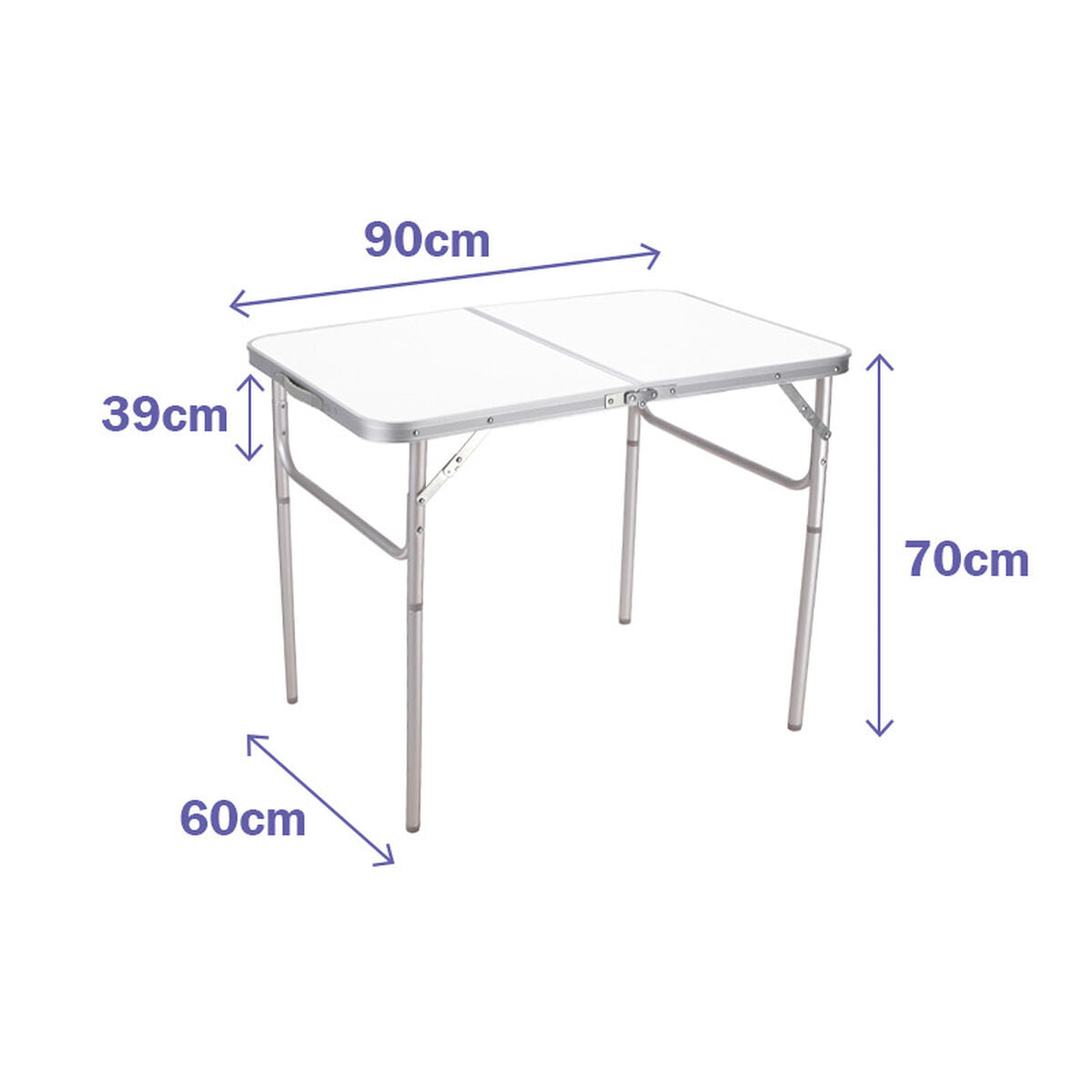 Marbueno Hopfällbart Aluminiumbord D25 Blandade Camping och strand 90X60X70 cm 10031 - finns hos Aktivcamping