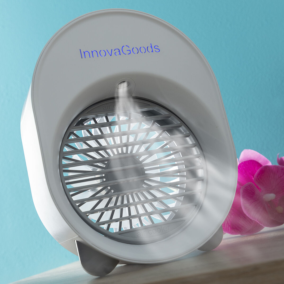 Mini Ultraljudsluftkylare-luftfuktare med LED Koolizer InnovaGoods - finns hos Aktivcamping