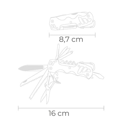Multifunktionskniv EDM 08557 K2 Silvrig Karbinhake finns hos Aktivcamping