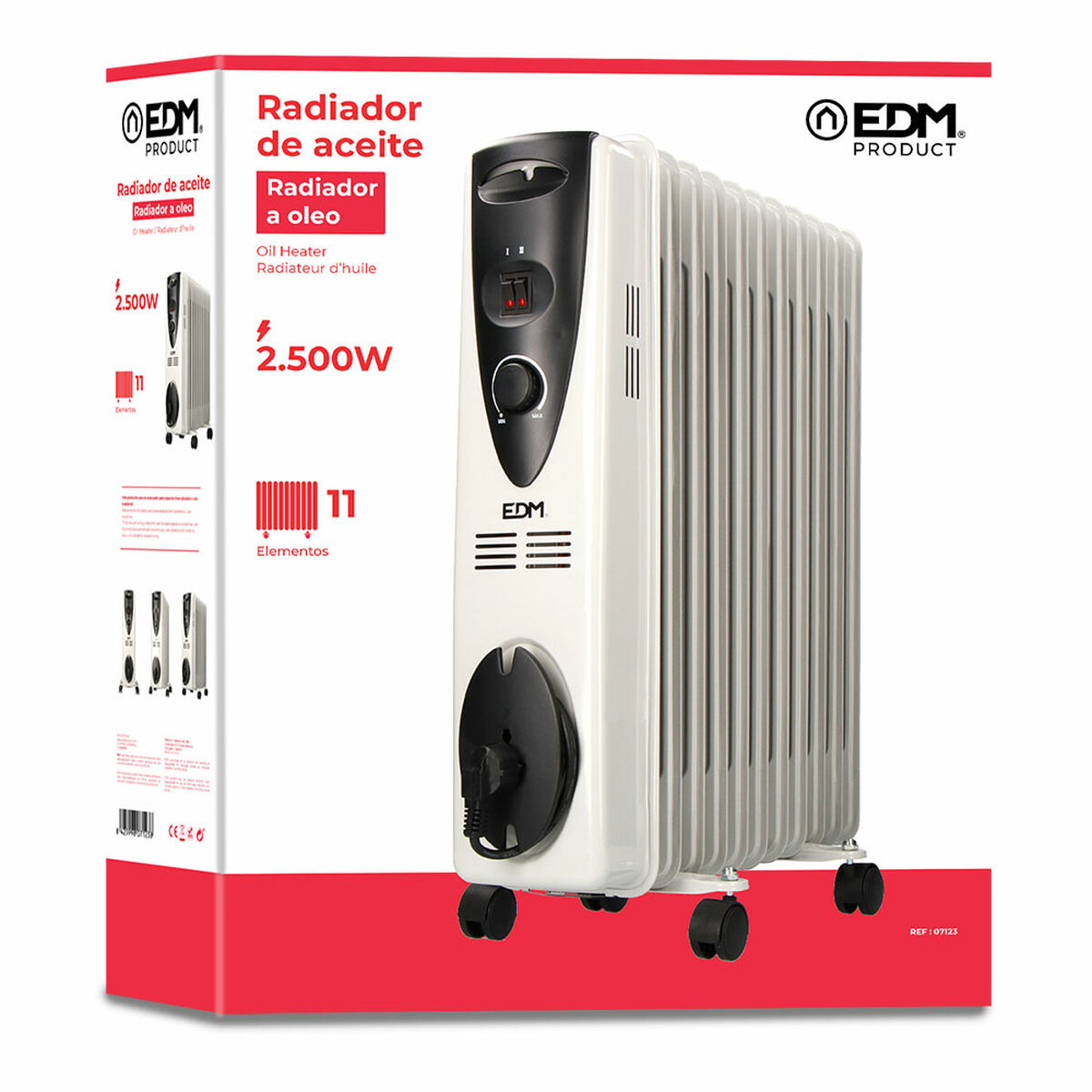 Oljeelement (11 ribbor) EDM 07123 07123 Vit 2500 W finns hos Aktivcamping