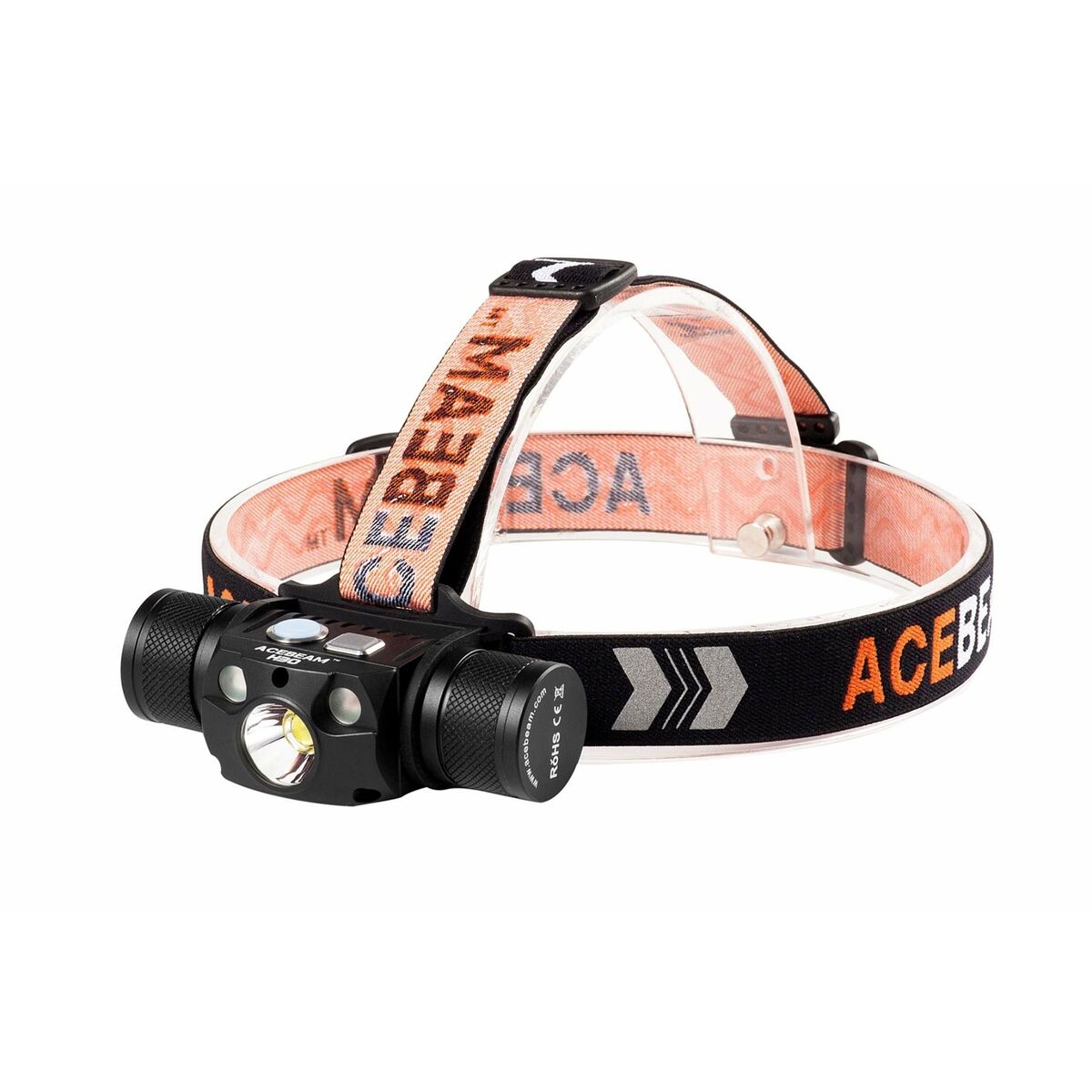 Pannlampa LED-lampa för huvudet Acebeam H30 R+CRI 6500K Svart Orange 4000 Lm finns hos Aktivcamping
