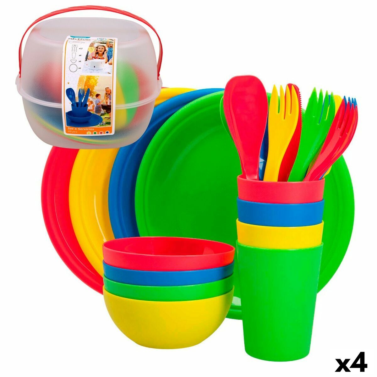 Picknick set Aktive 22,5 x 1,5 x 22,5 cm polypropen (4 antal) - finns hos Aktivcamping
