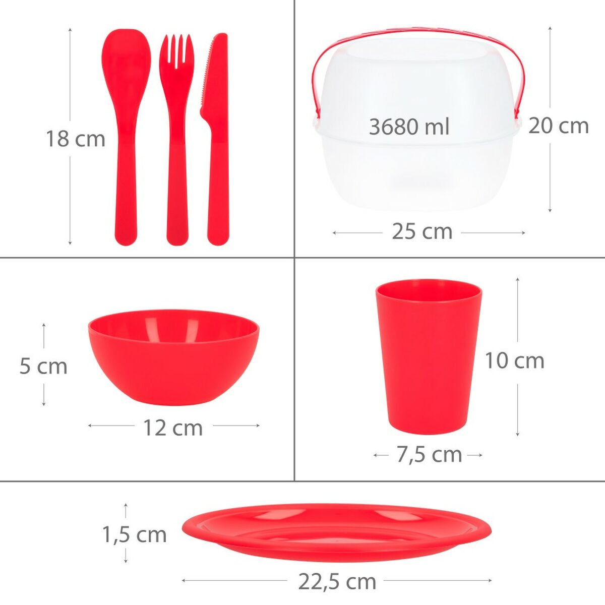 Picknick set Aktive 22,5 x 1,5 x 22,5 cm polypropen (4 antal) - finns hos Aktivcamping
