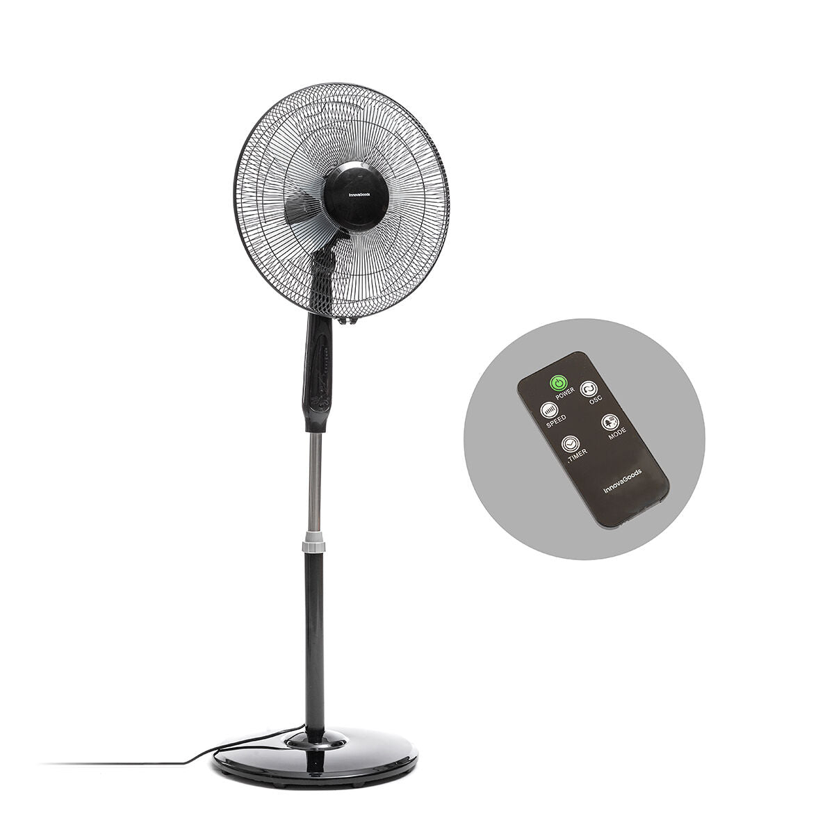 Piedestalfläkt med fjärrkontroll InnovaGoods Airstreem Svart 45 W finns hos Aktivcamping
