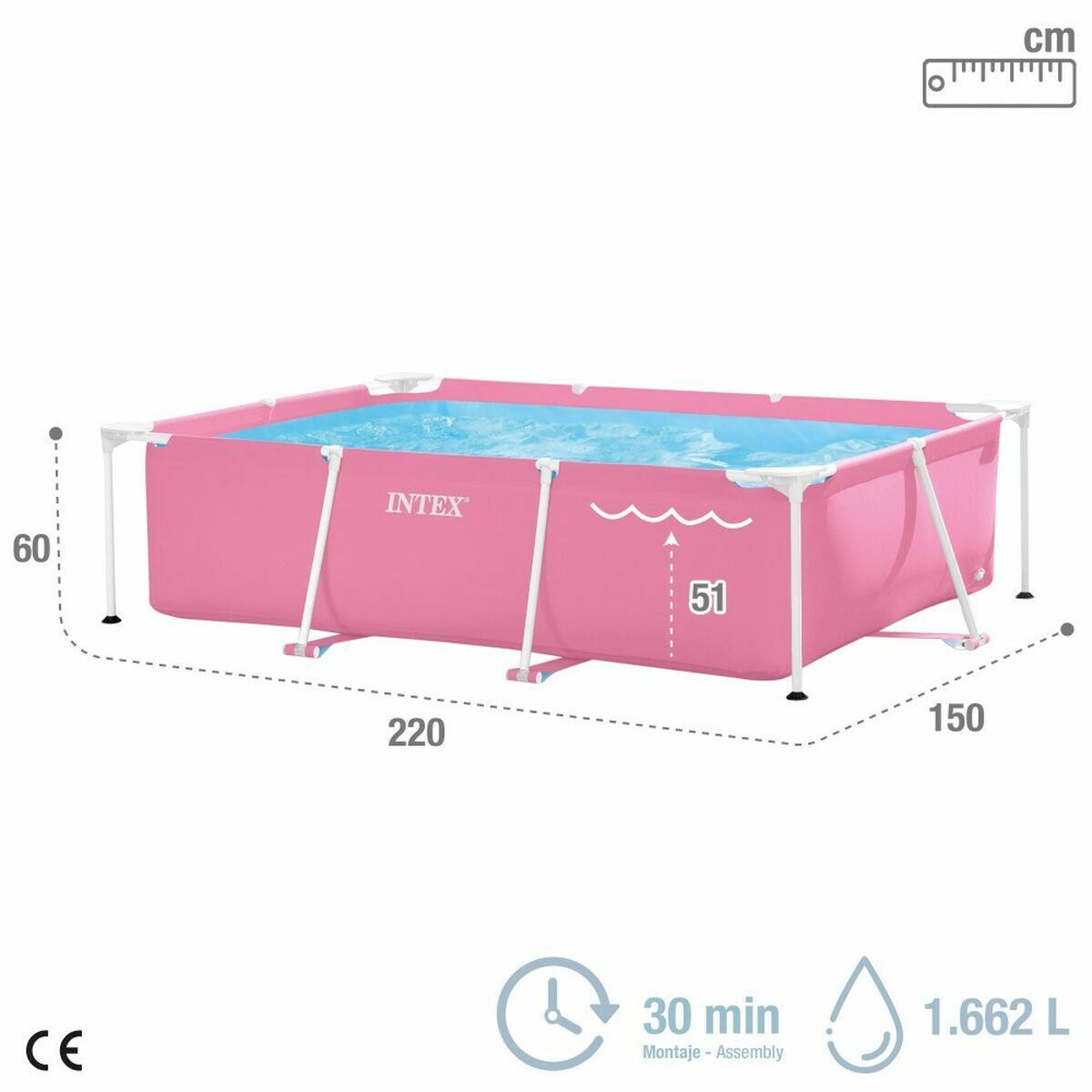 Pool Intex 220 x 150 x 60 cm Rosa 1662 L finns hos Aktivcamping