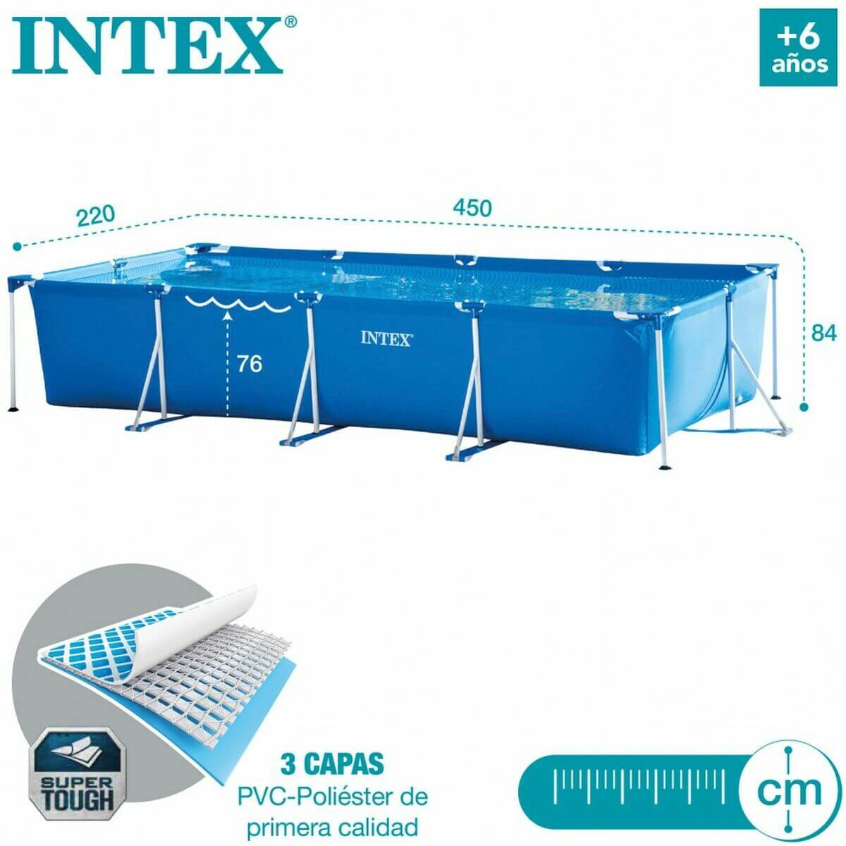 Pool Intex Frame 450 x 220 x 84 cm Rektangulär finns hos Aktivcamping