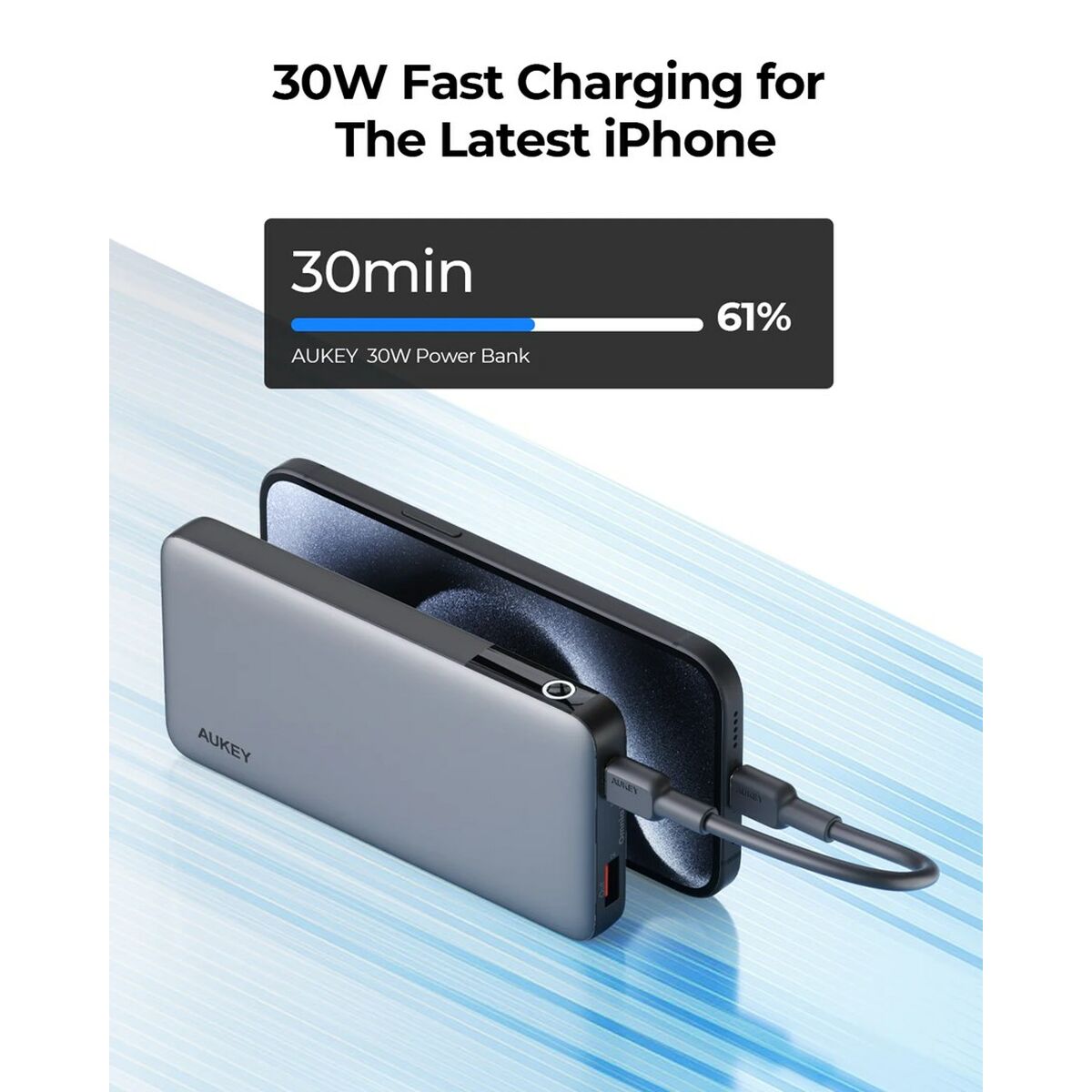 Powerbank Aukey PB-Y41 Grå 10000 mAh - finns hos Aktivcamping