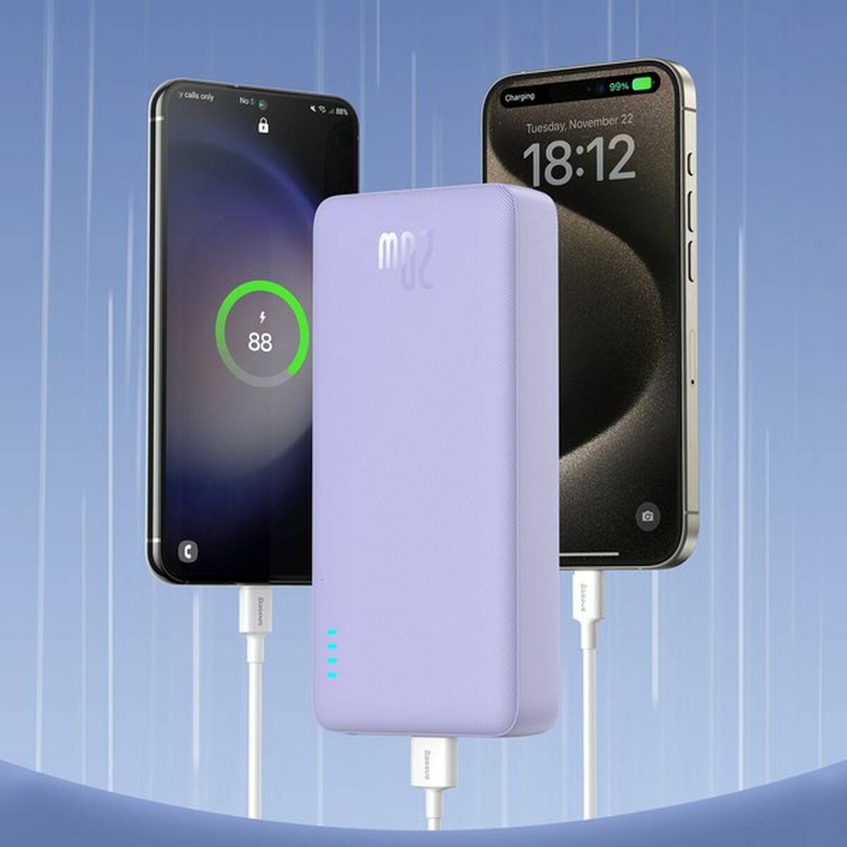 Powerbank Baseus P10022804513-00 Violett 20000 mAh 74 WH finns hos Aktivcamping