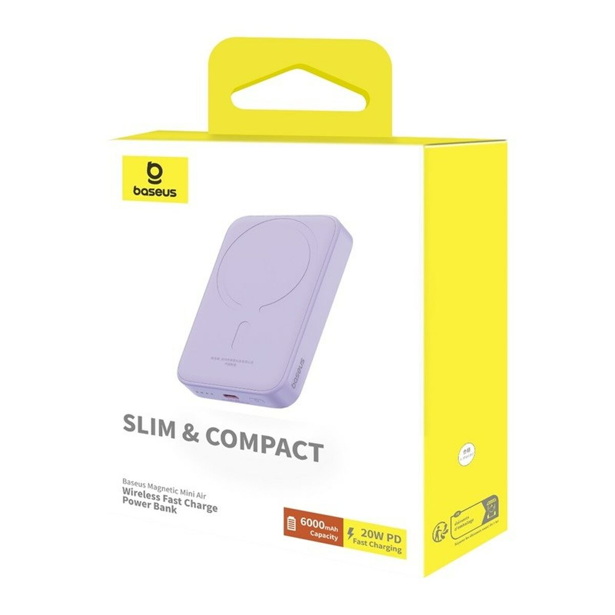Powerbank Baseus P10059002513-00 Violett 6000 mAh - finns hos Aktivcamping