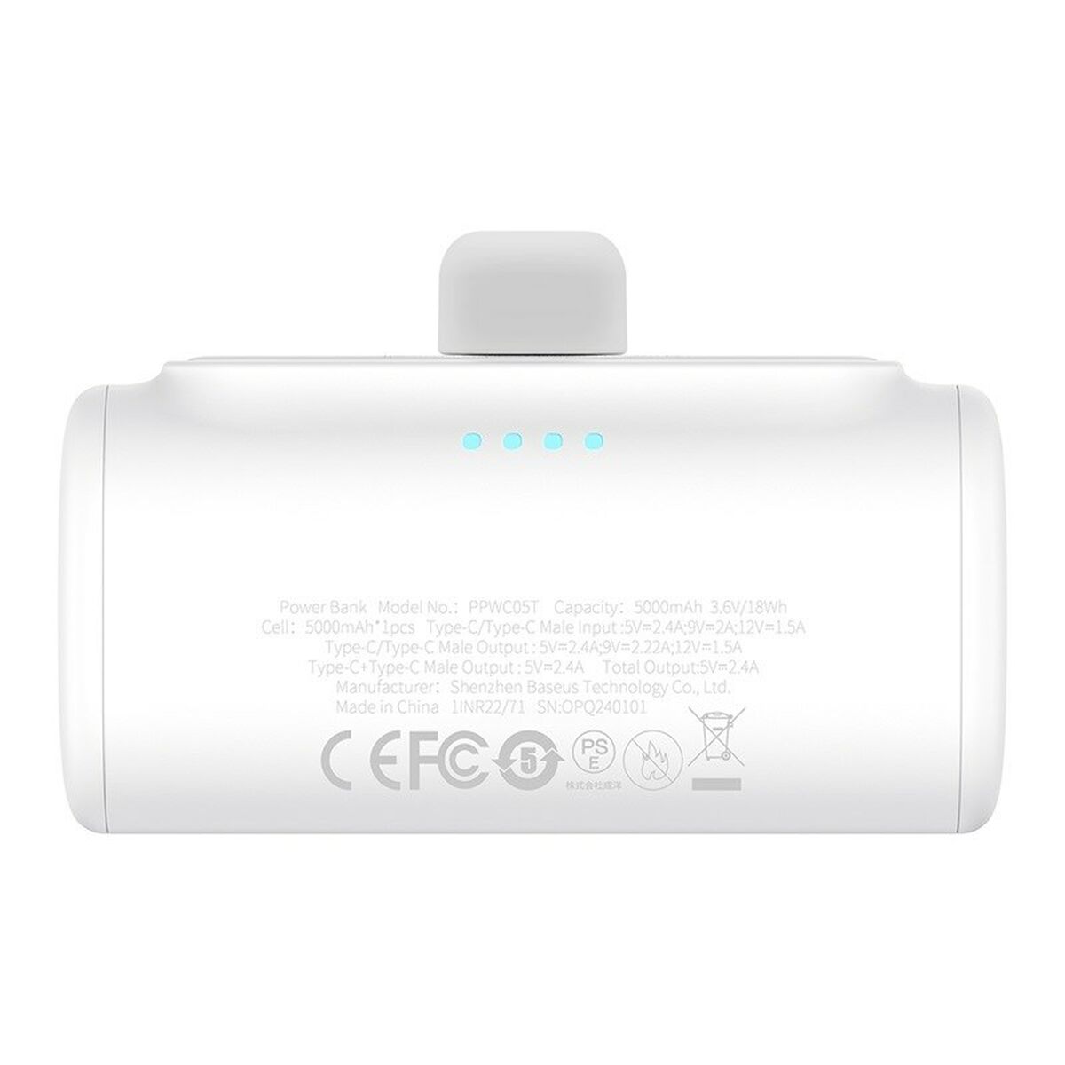 Powerbank Baseus P10068306213-00 Vit 5000 mAh - finns hos Aktivcamping