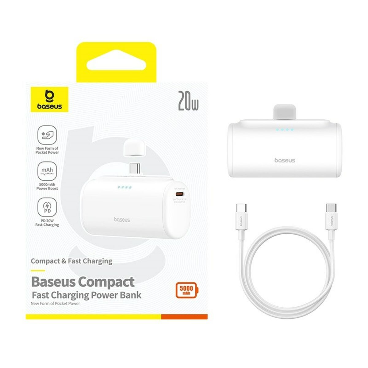 Powerbank Baseus P10068306213-00 Vit 5000 mAh - finns hos Aktivcamping