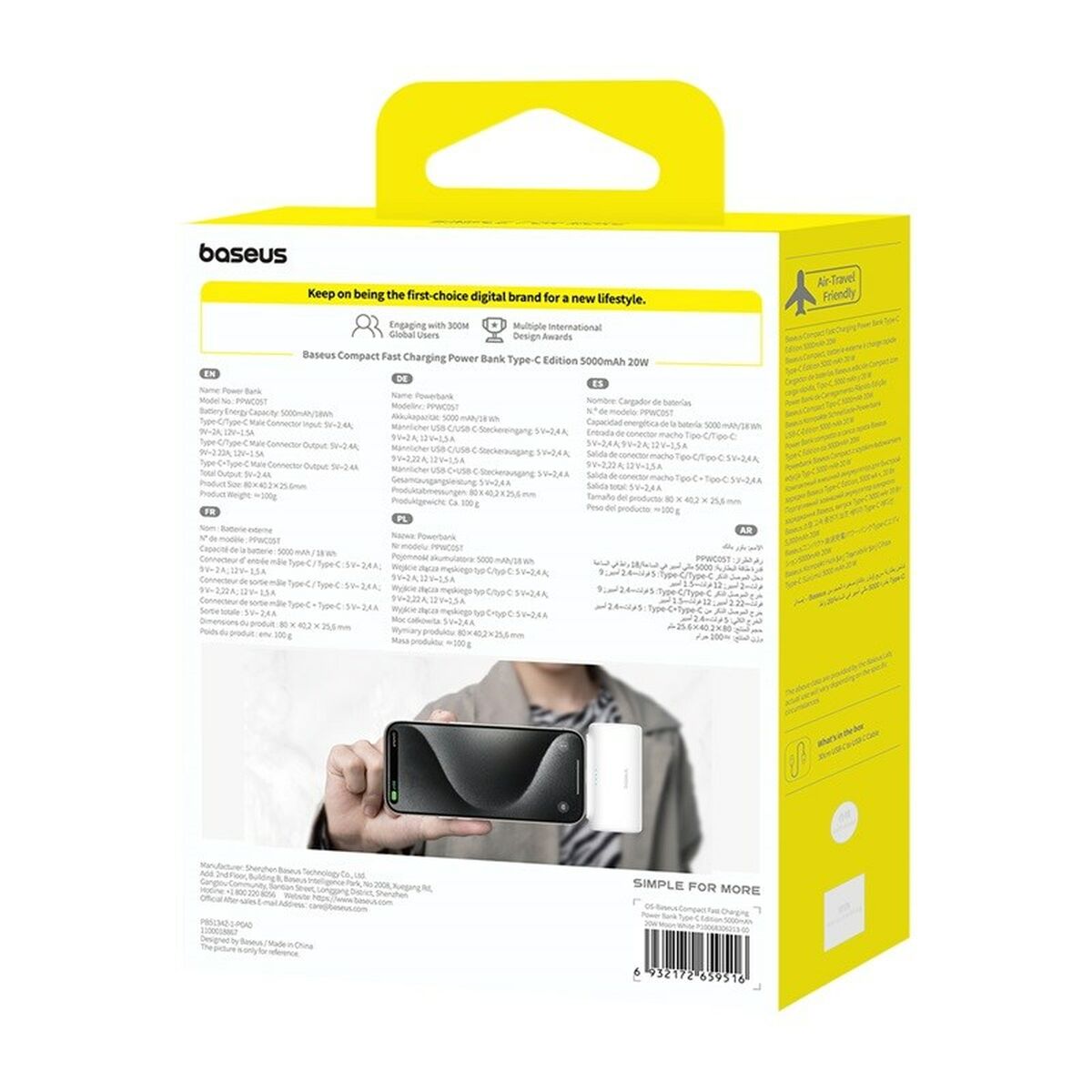 Powerbank Baseus P10068306213-00 Vit 5000 mAh - finns hos Aktivcamping