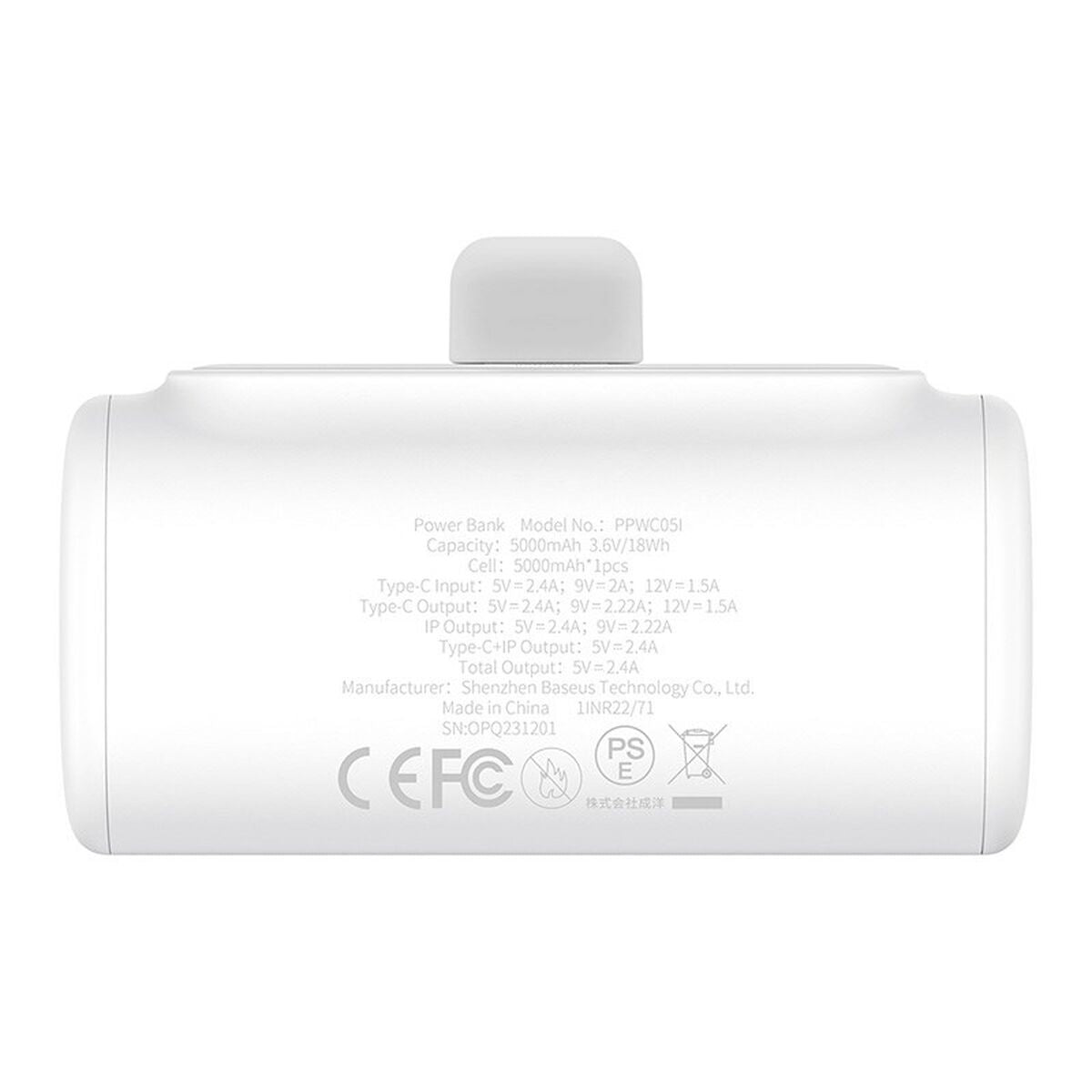 Powerbank Baseus P10068307213-00 Vit 5000 mAh finns hos Aktivcamping