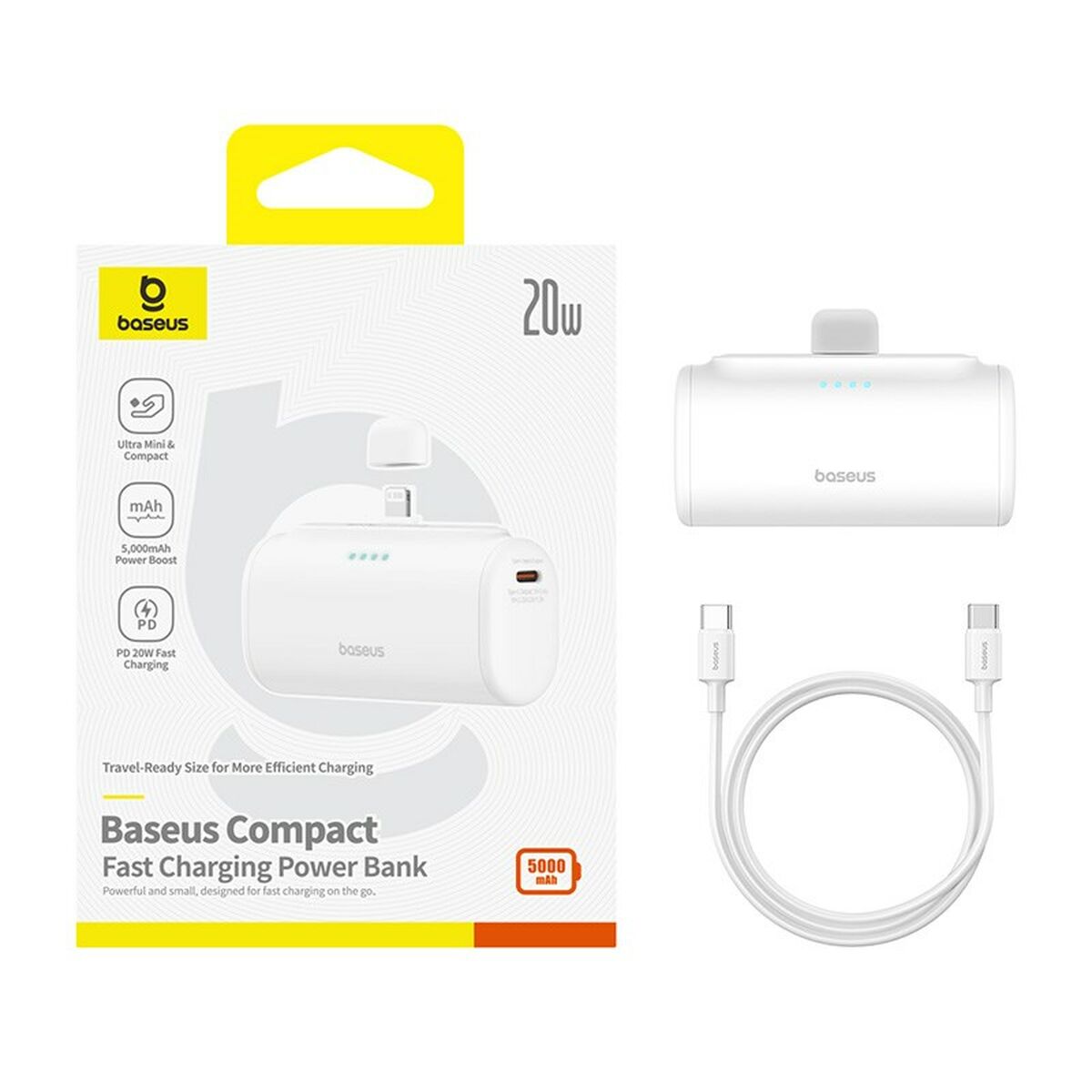 Powerbank Baseus P10068307213-00 Vit 5000 mAh finns hos Aktivcamping