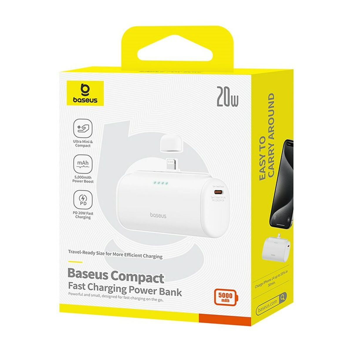 Powerbank Baseus P10068307213-00 Vit 5000 mAh finns hos Aktivcamping
