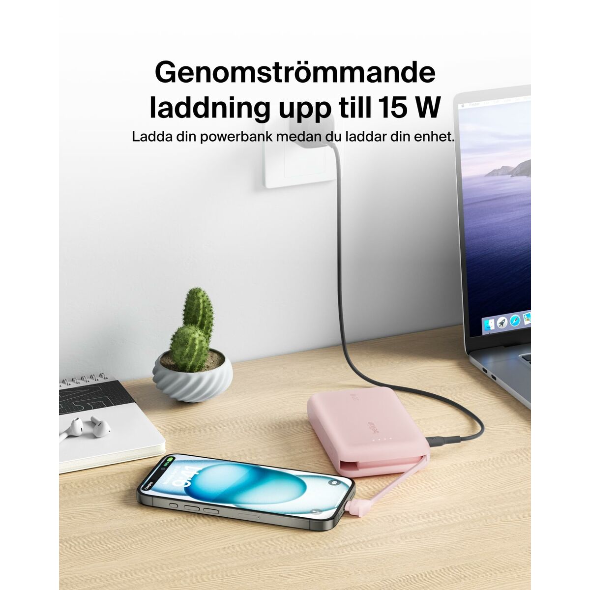 Powerbank Belkin BPB021HQPK Rosa 10000 mAh finns hos Aktivcamping