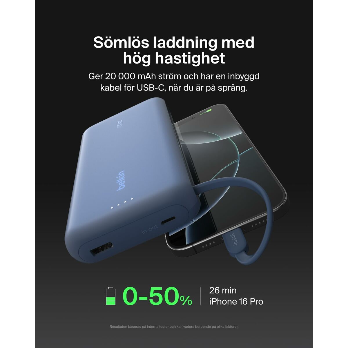 Powerbank Belkin Blå 20000 mAh - finns hos Aktivcamping