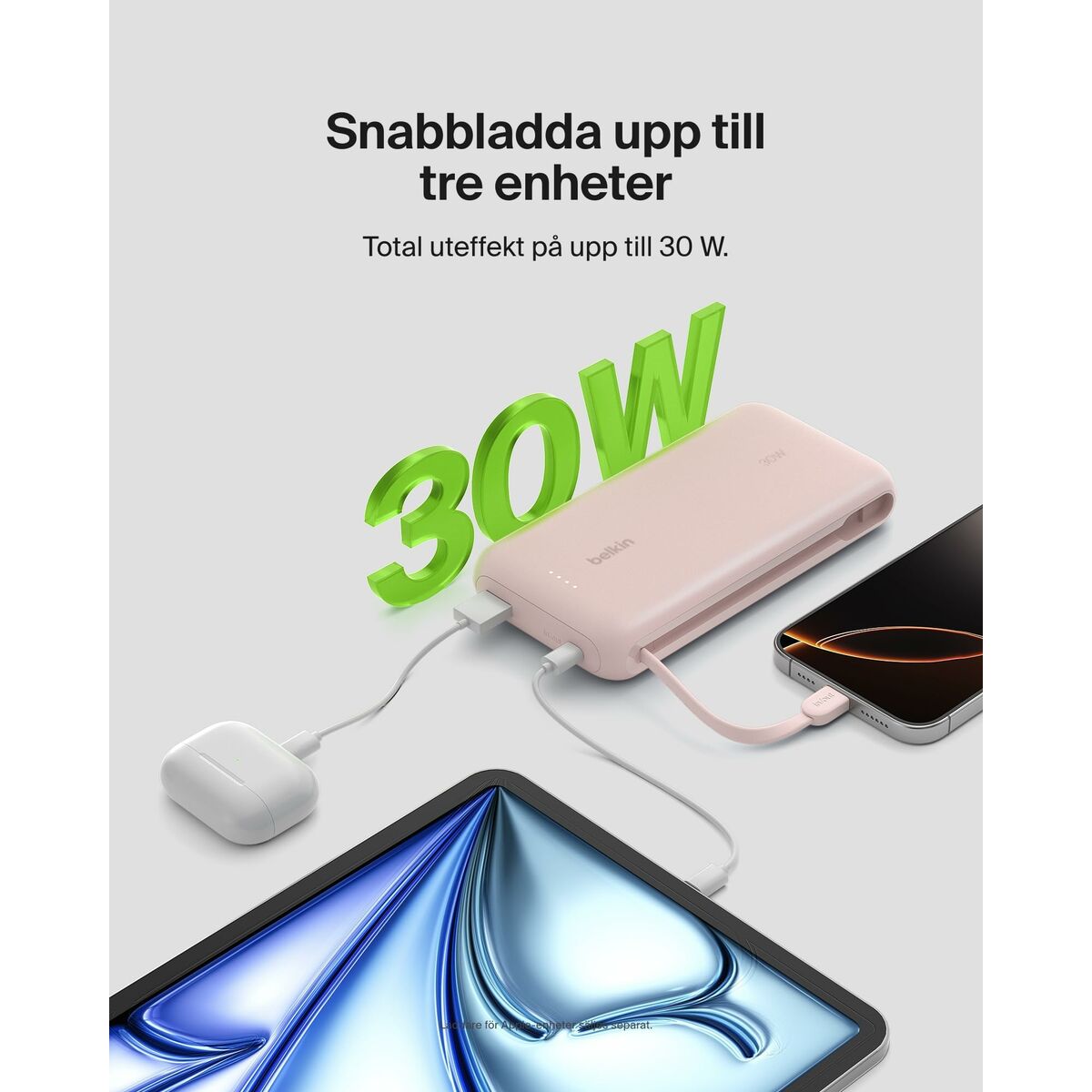 Powerbank Belkin Rosa 20000 mAh finns hos Aktivcamping