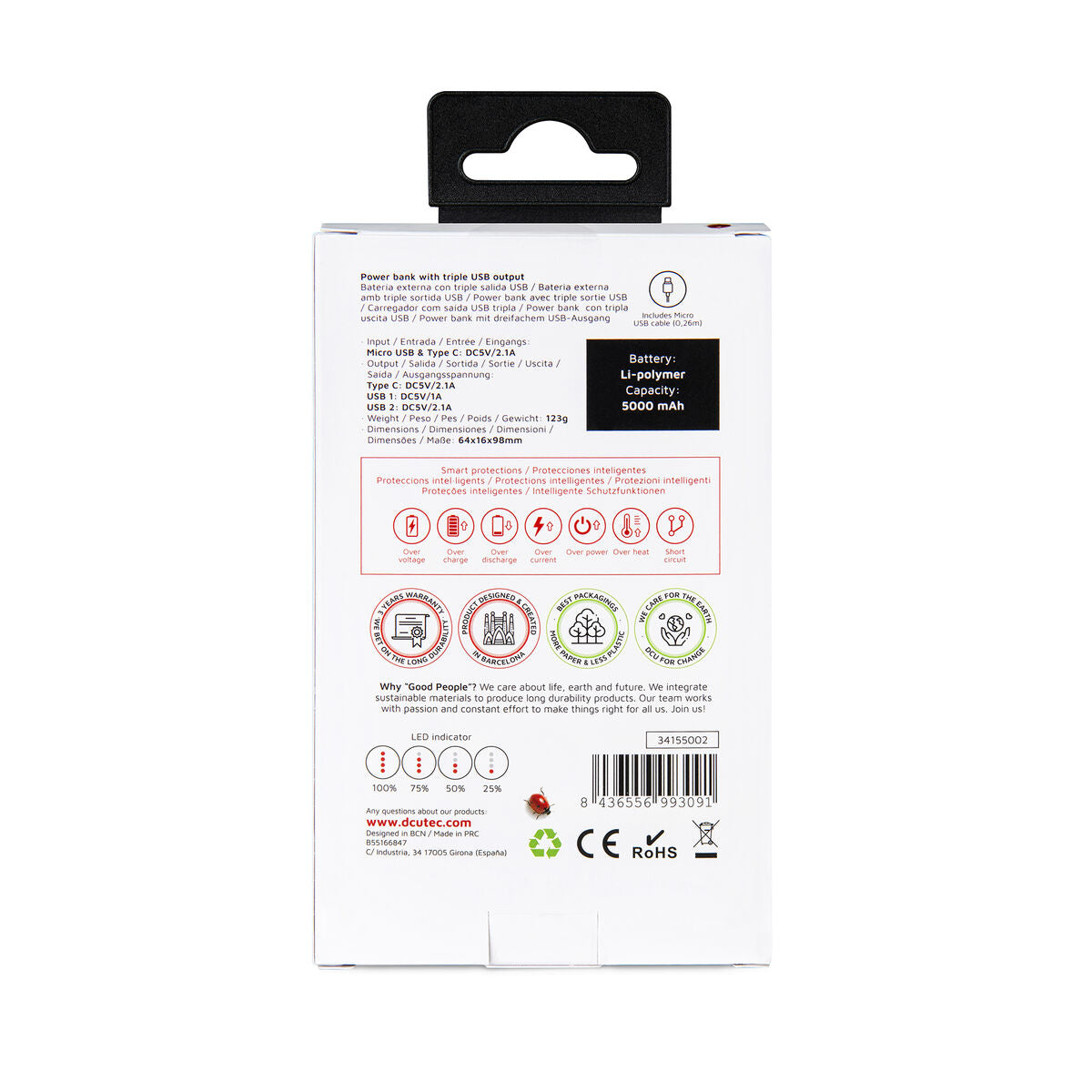 Powerbank DCU 34155002 Vit 5000 mAh finns hos Aktivcamping